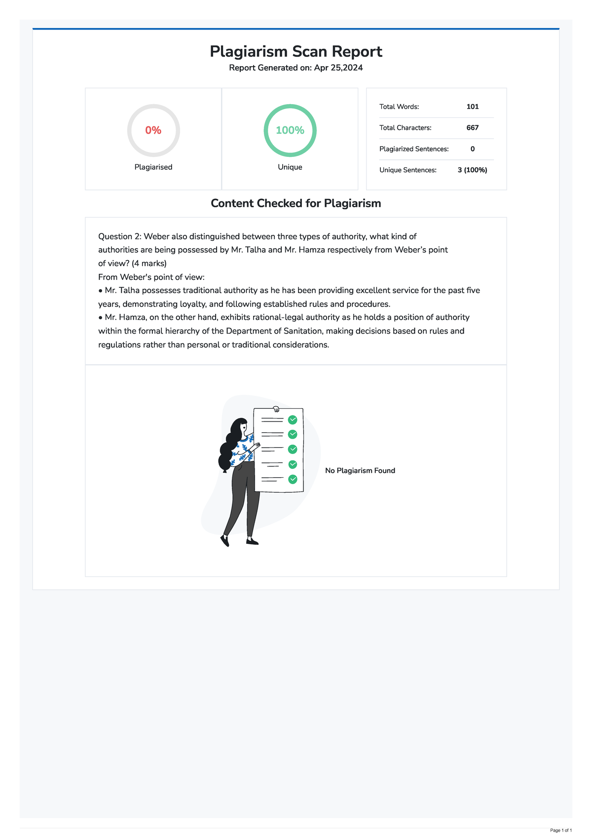 Plagiarism Scan Report Analysis for Course Code: PLG101 - Studocu