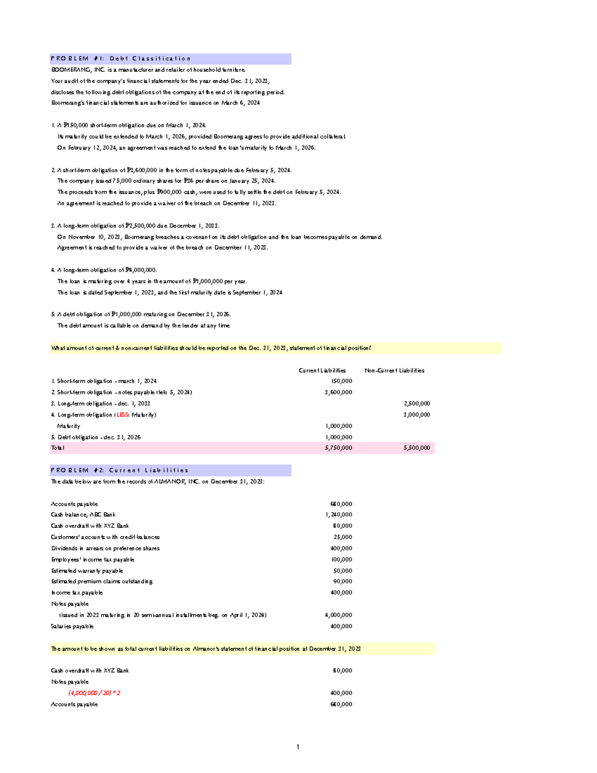 Debt Classification and Current Liabilities Analysis for BOOMERANG, INC ...