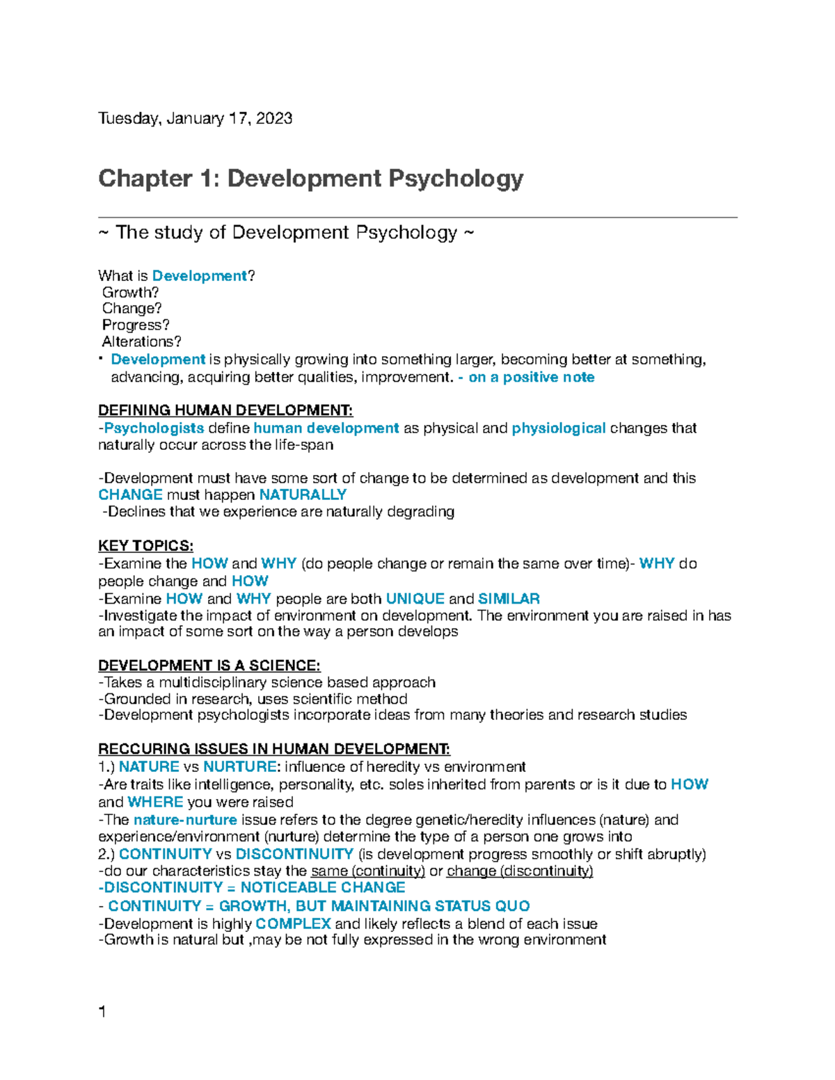 Developmental Psychology Ch. 1: Understanding Human Growth & Change ...