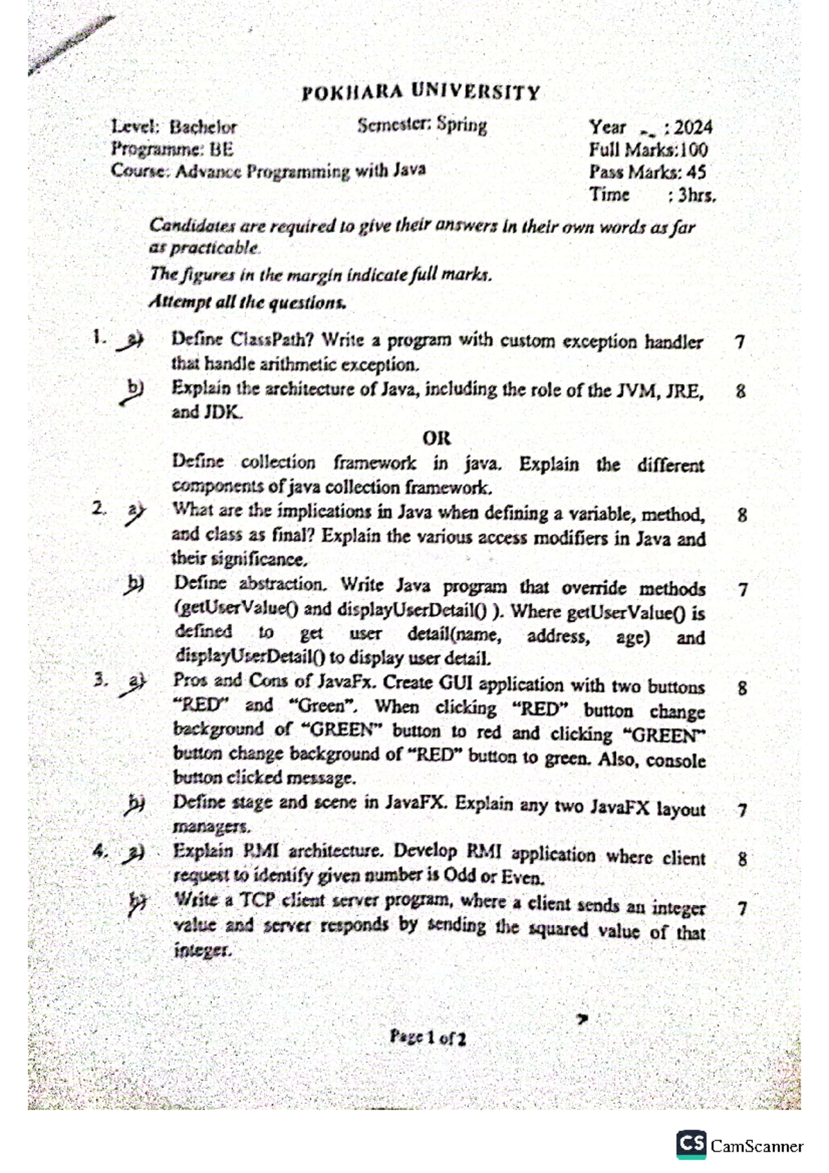 BE-APJ-2024: Java Regular - Past Question Paper Analysis and Solutions ...