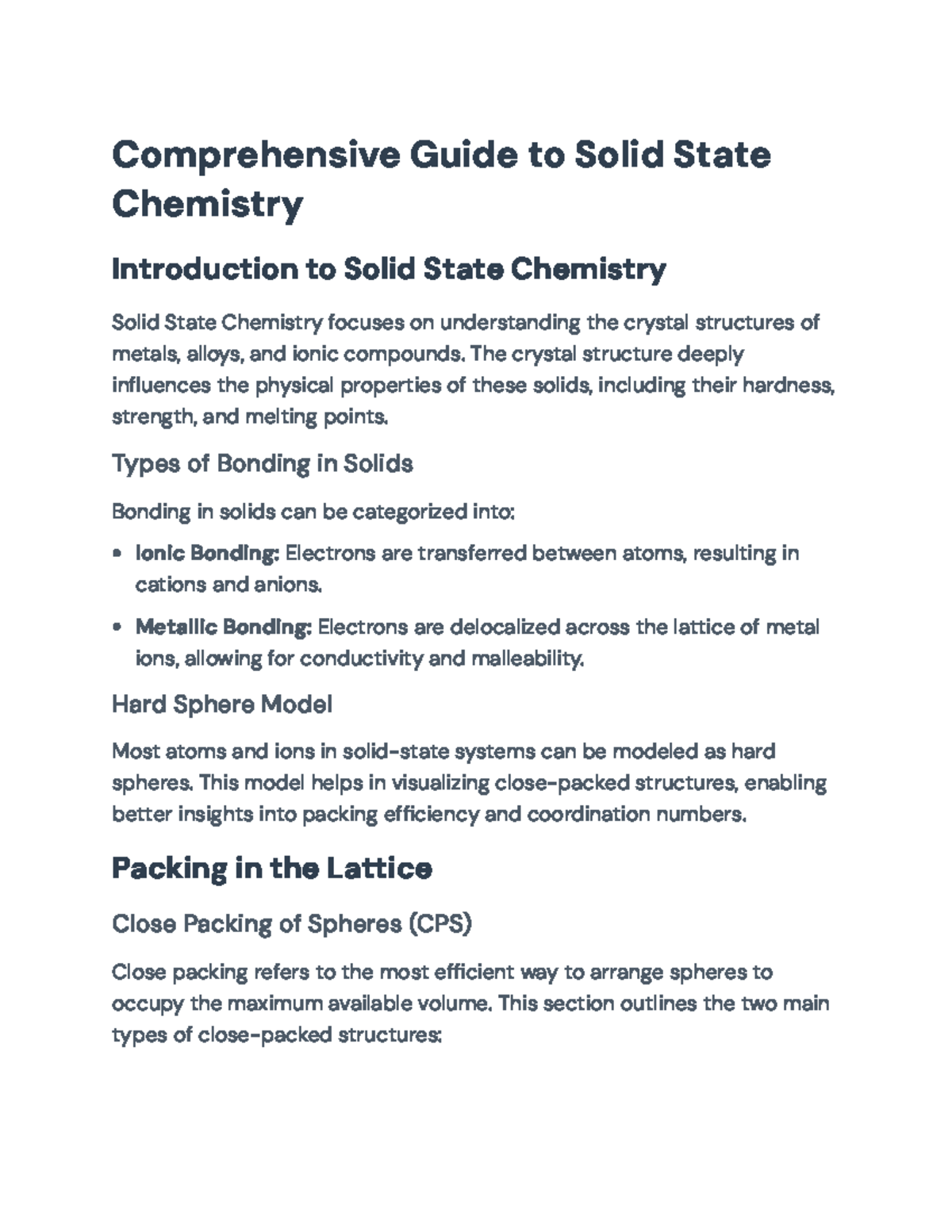 Comprehensive Guide to Solid State Chemistry Concepts and Applications ...