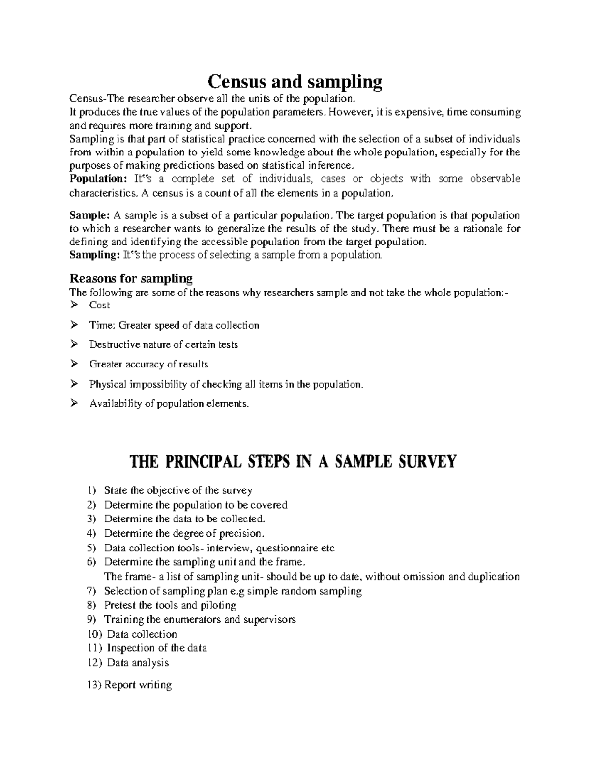 Census & Sampling Methods: A Comprehensive Overview (GRAD 101) - Studocu