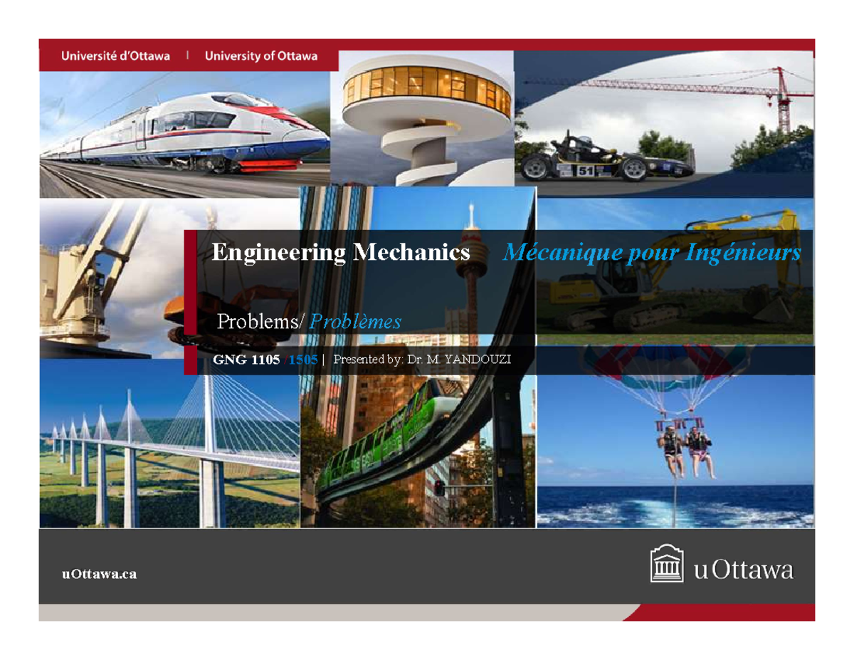 GNG 1105/1505 Engineering Mechanics TUT-01 Problem Solutions - Studocu