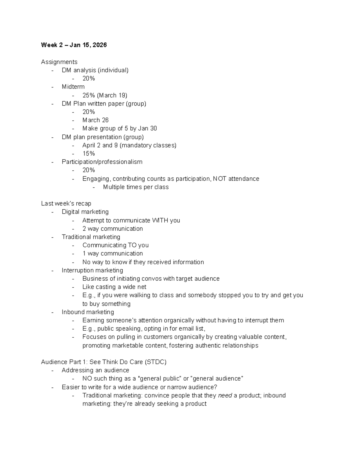 DM Analysis & Marketing Strategies - Week 2 & 3 Assignments - Studocu