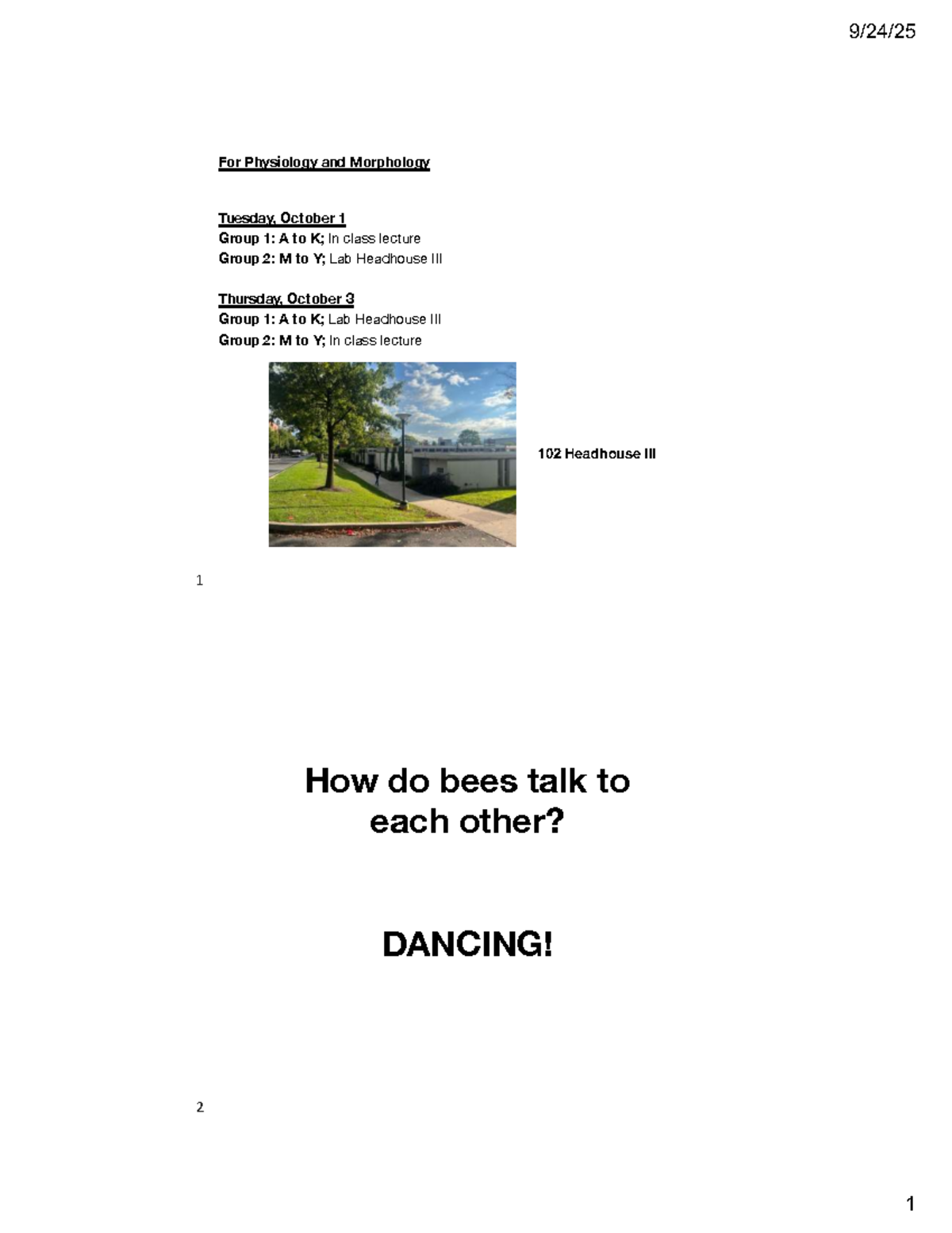 092525 Lecture Notes: Honey Bee Dance Language Explained - Studocu