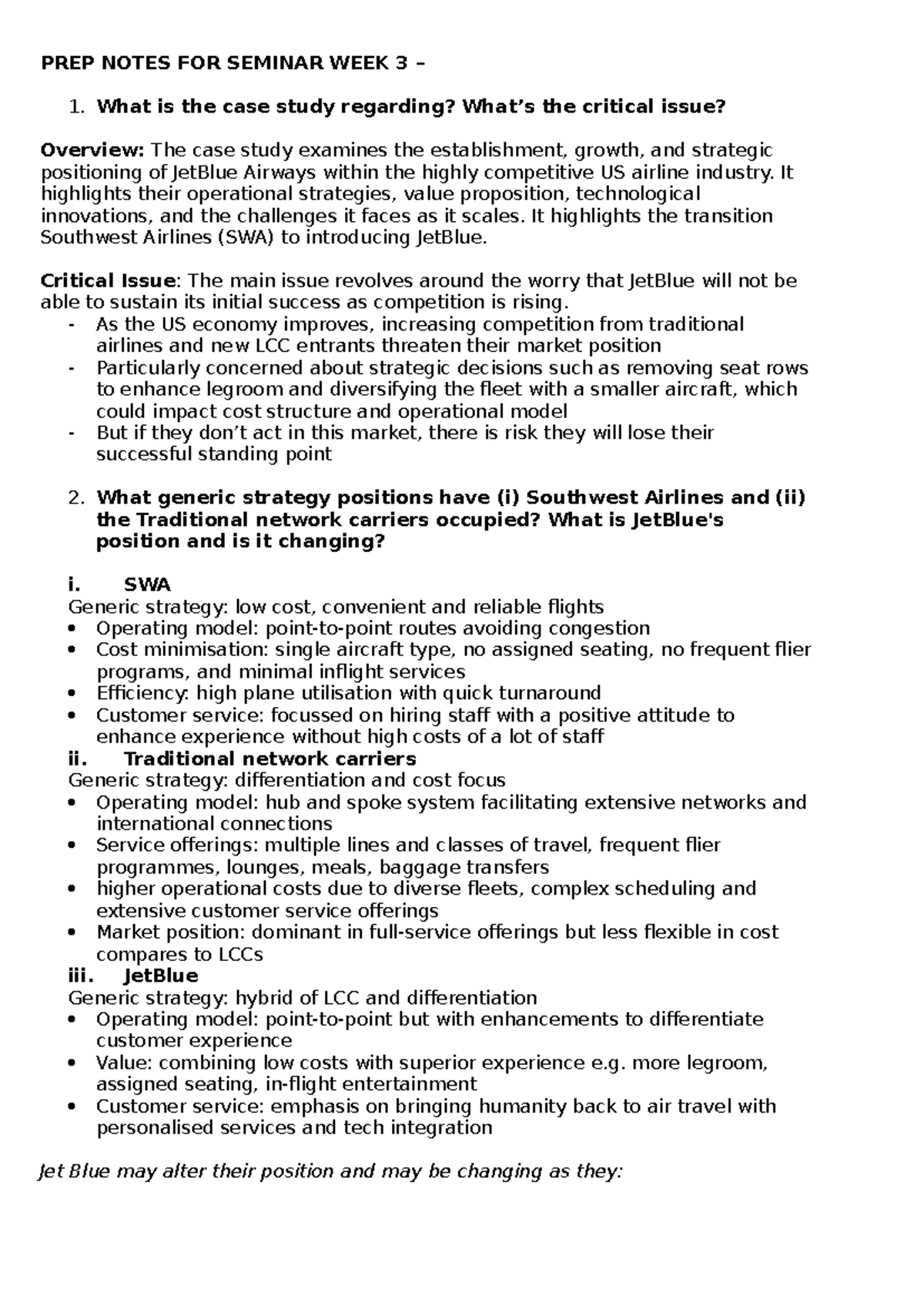 PREP Notes FOR Seminar WEEK 3 - PREP NOTES FOR SEMINAR WEEK 3 – 1. What ...