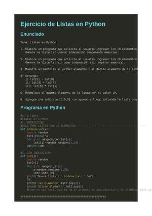 Ejercicio de 12 a 14: Programas de Listas en Python - Studocu