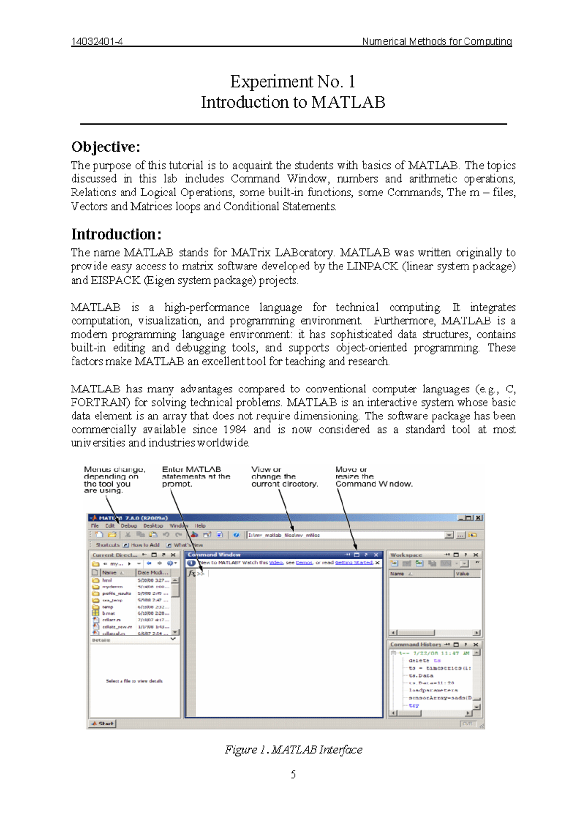 NUMA 101 Lab 1: Introduction to MATLAB Basics and Functions - Studocu