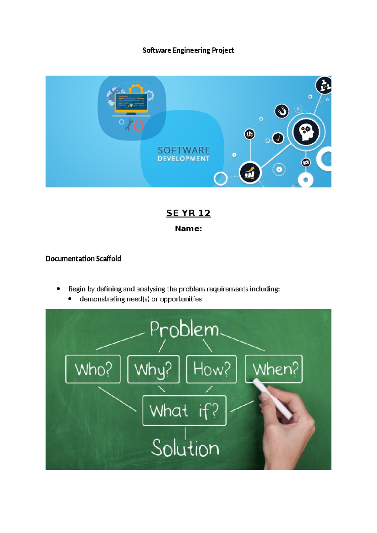 Software Engineering Project SE YR 12: Documentation Scaffold Guide ...