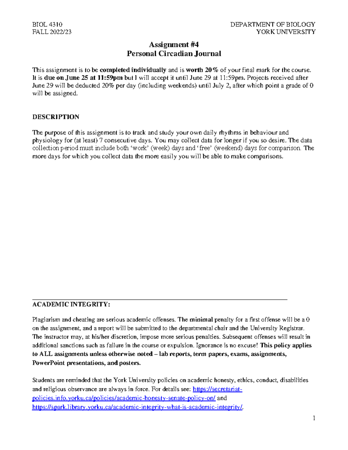 Assignment 2 - Personal Circadian Journal for Course SU1 2021/22 - Studocu