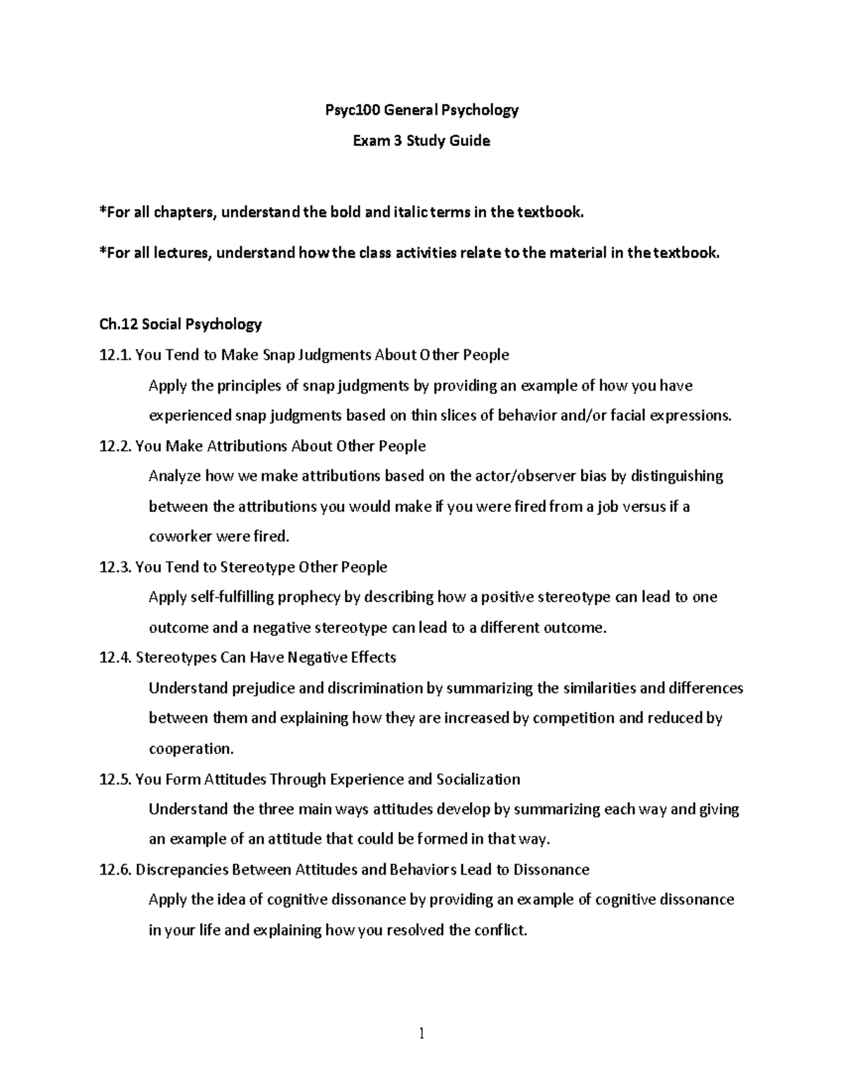 Psyc100 Exam 3 Study Guide - Psyc100 General Psychology Exam 3 Study ...