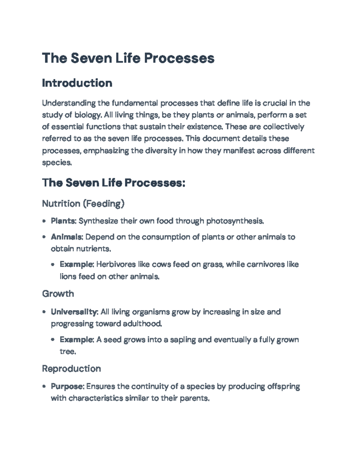 The Seven Life Processes Explained: A Comprehensive Overview for ...