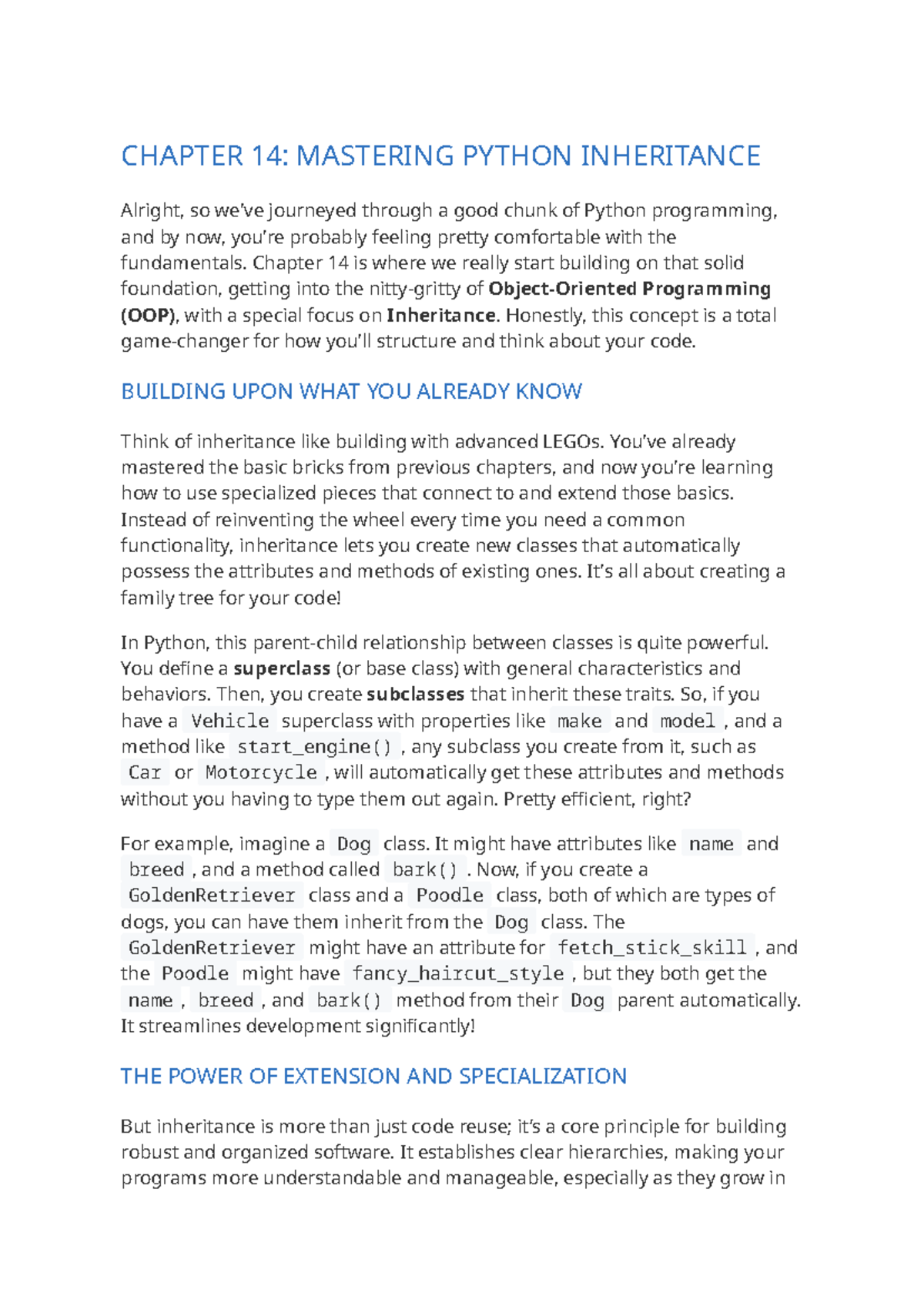 Programming 1: Chapter 14 - Mastering Python Inheritance Highlights ...