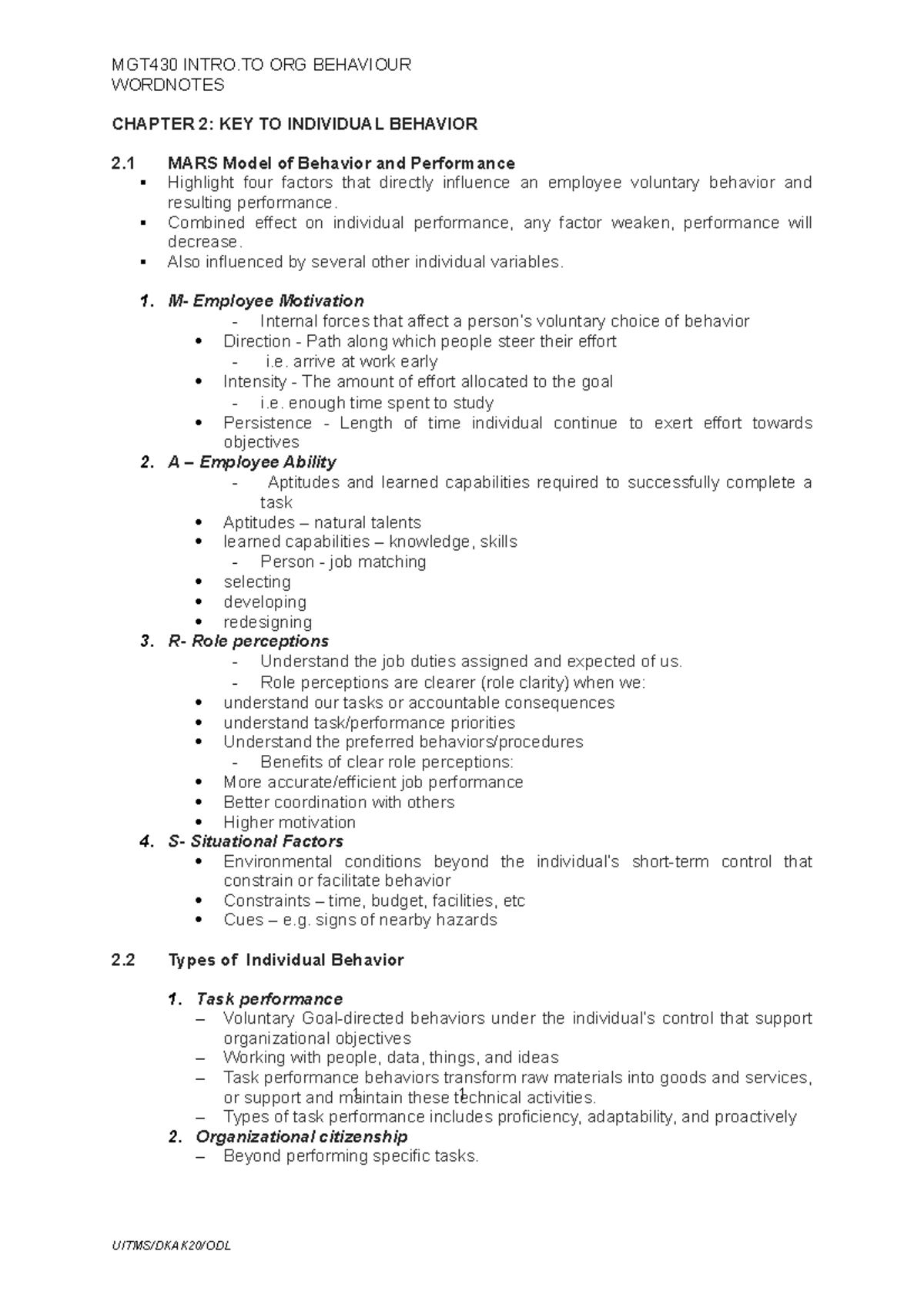 Chapter 2 - my work - 1 1 WORDNOTES CHAPTER 2: KEY TO INDIVIDUAL ...