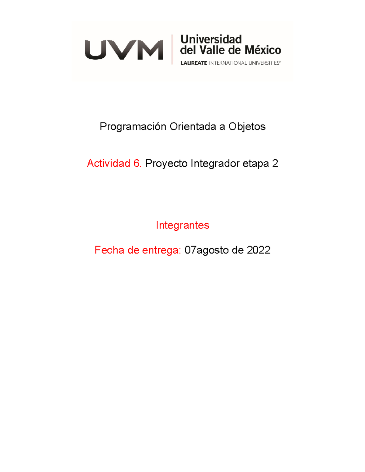 Proyecto Integrador Etapa 2 - Programación Orientada a Objetos LOAD ...
