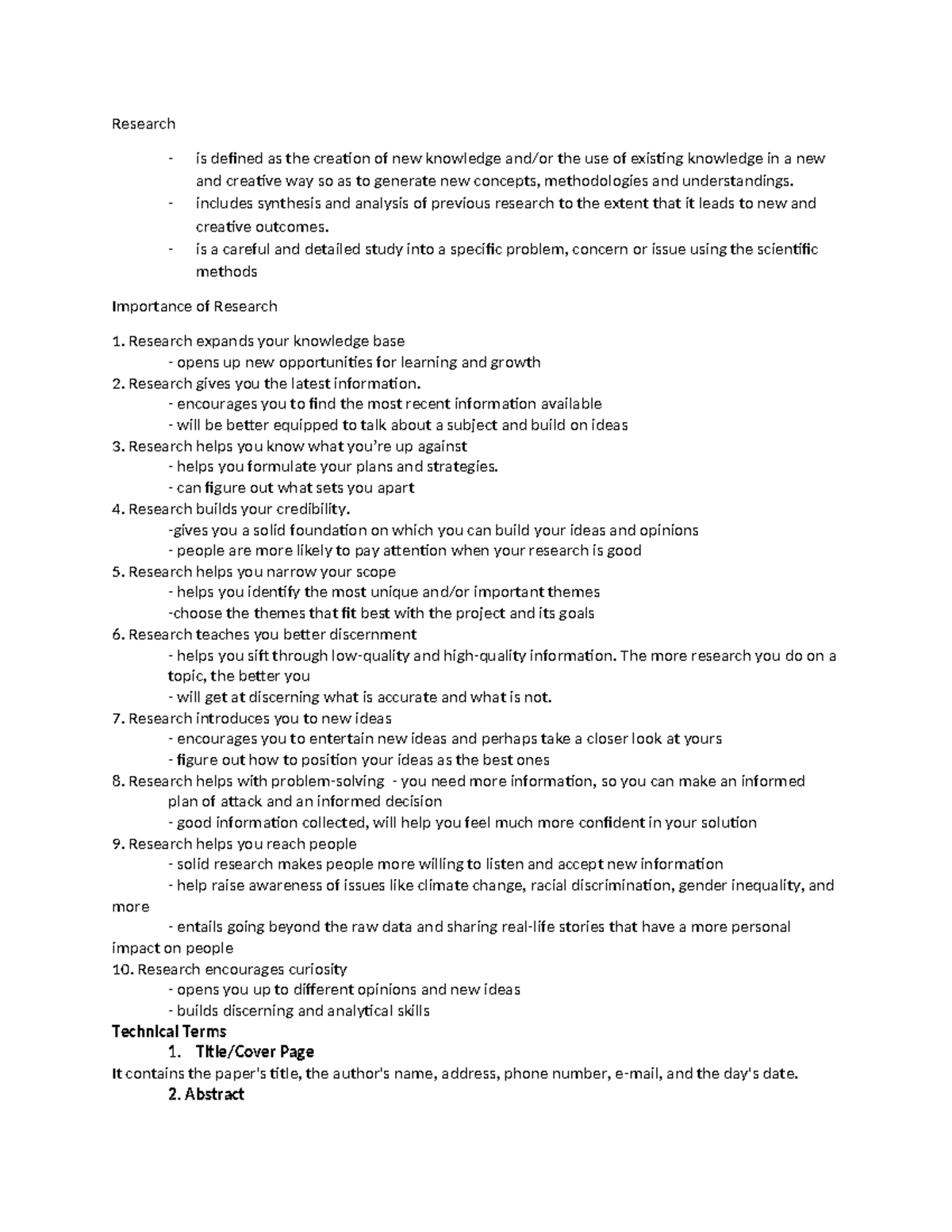Lesson 1: Understanding Key Research Terms and Their Importance - Studocu