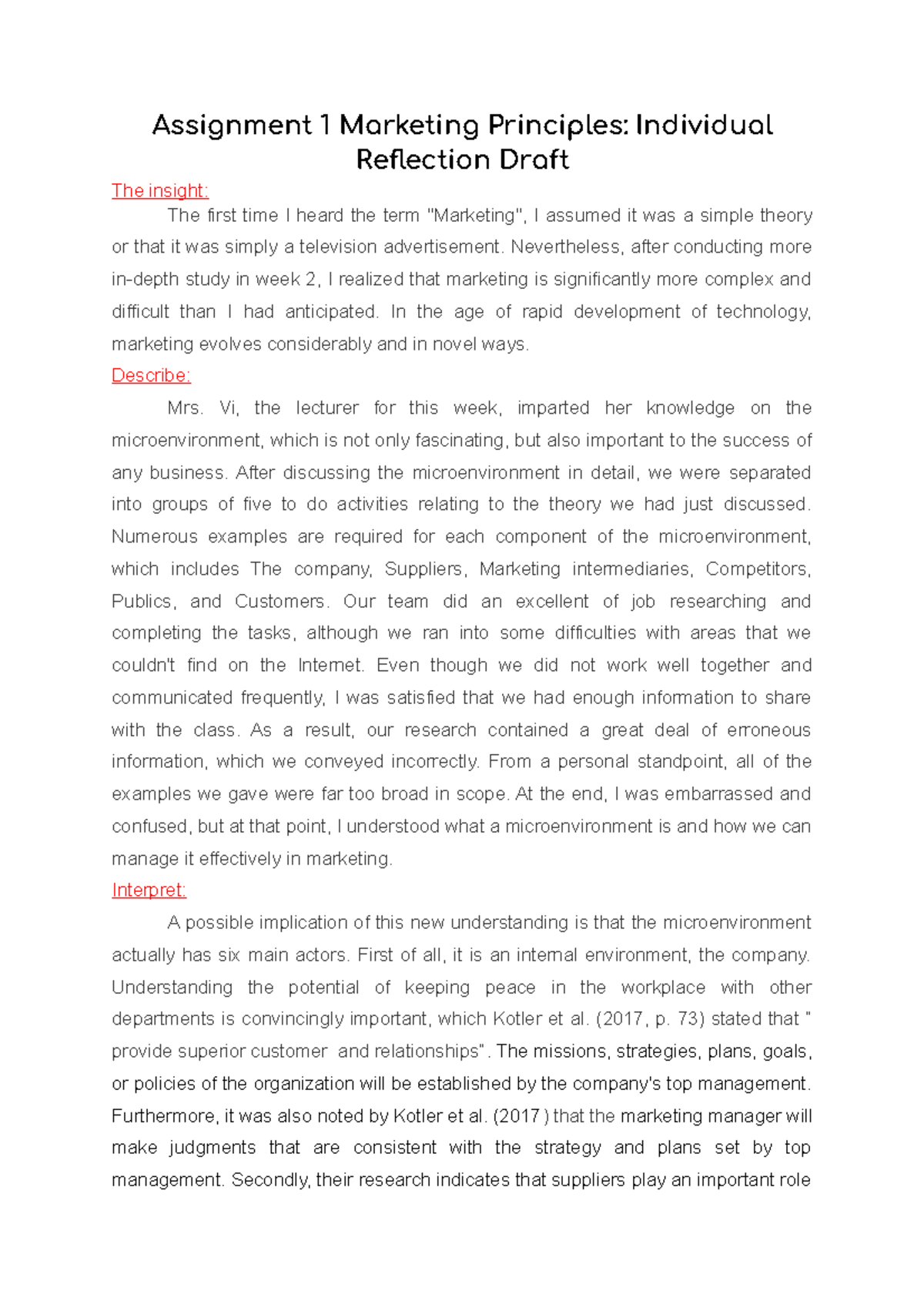 Assignment 1 MP draft - Asm 1 - Assignment 1 Marketing Principles ...