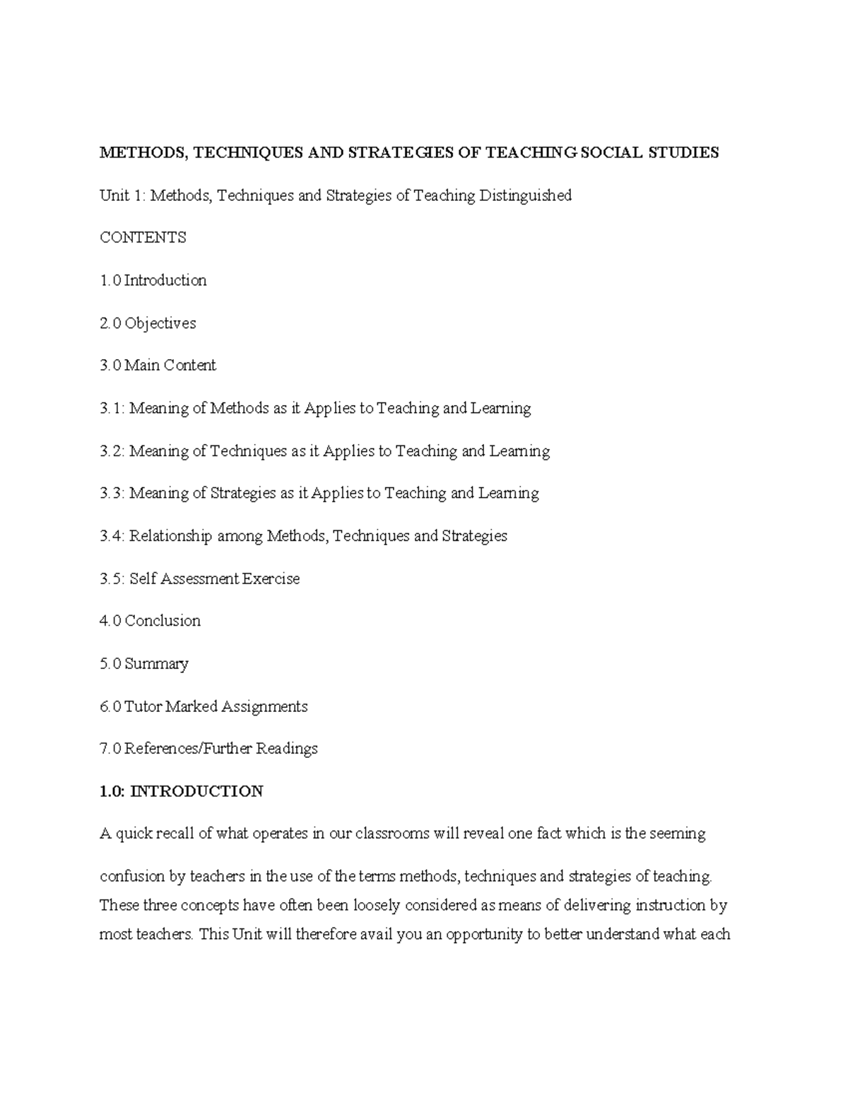 Methods, Techniques & Strategies of Teaching Social Studies (Unit 1 ...