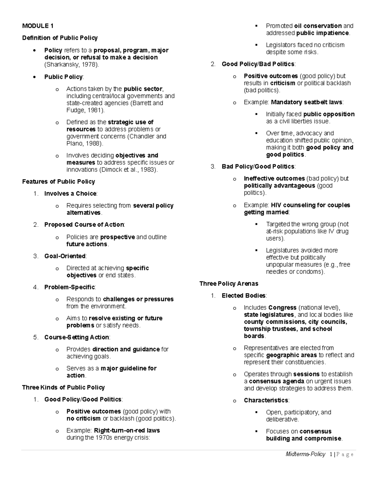 Public Policy Overview: Insights from Modules 1-4 on Governance - Studocu