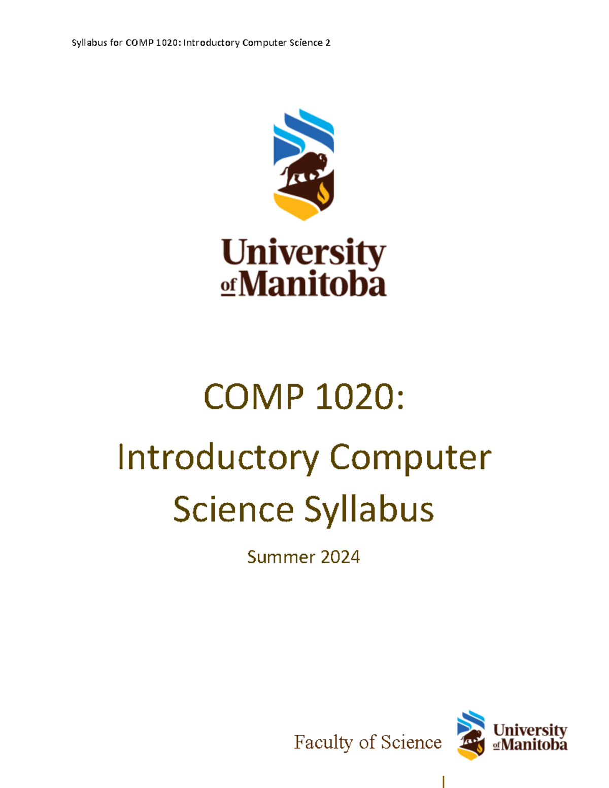 COMP 1020 Introductory Computer Science Syllabus - Summer 2024 - Studocu