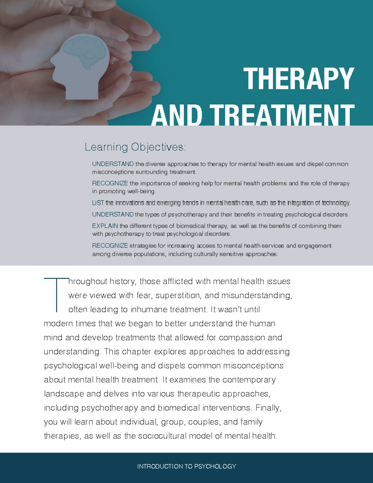Introduction to Psychology: Therapy and Treatment - Studocu