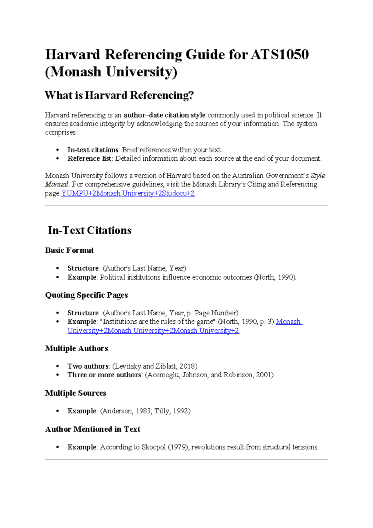 Harvard Referencing Guide for ATS1050: Key Principles and Examples ...