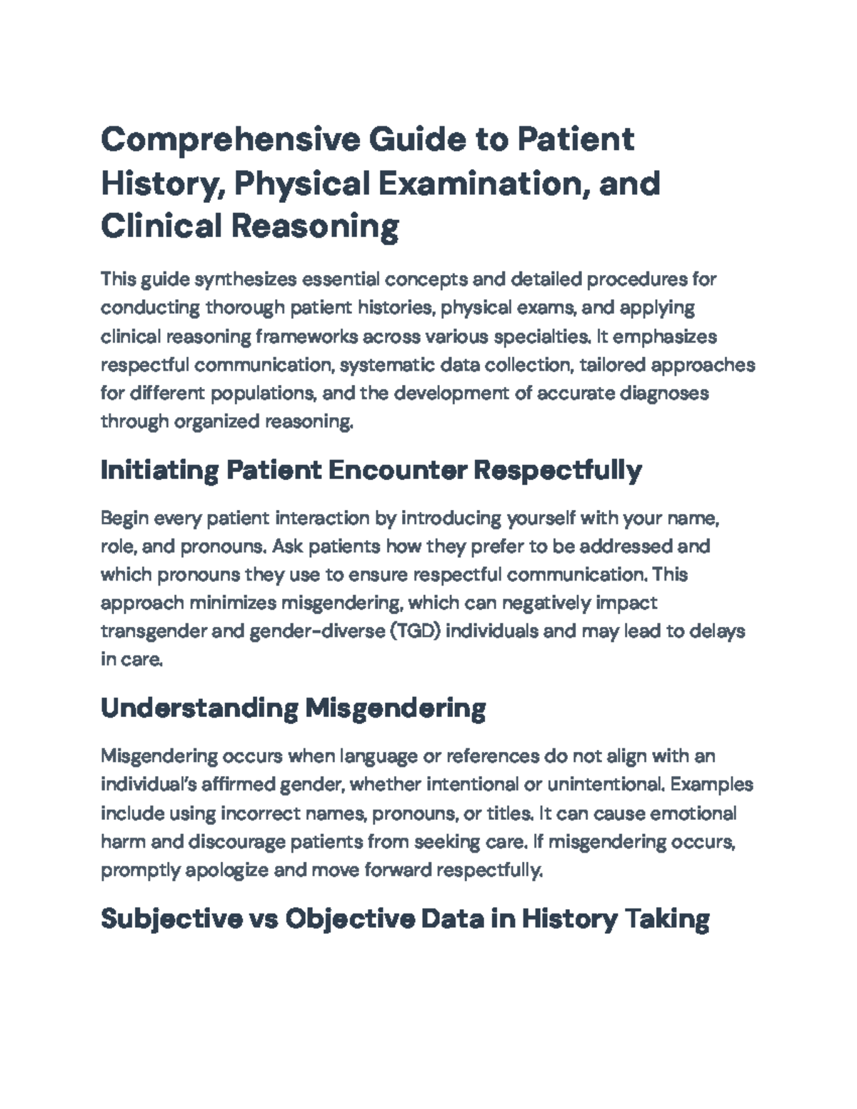 Comprehensive Guide to Patient History & Clinical Exam Techniques - Studocu