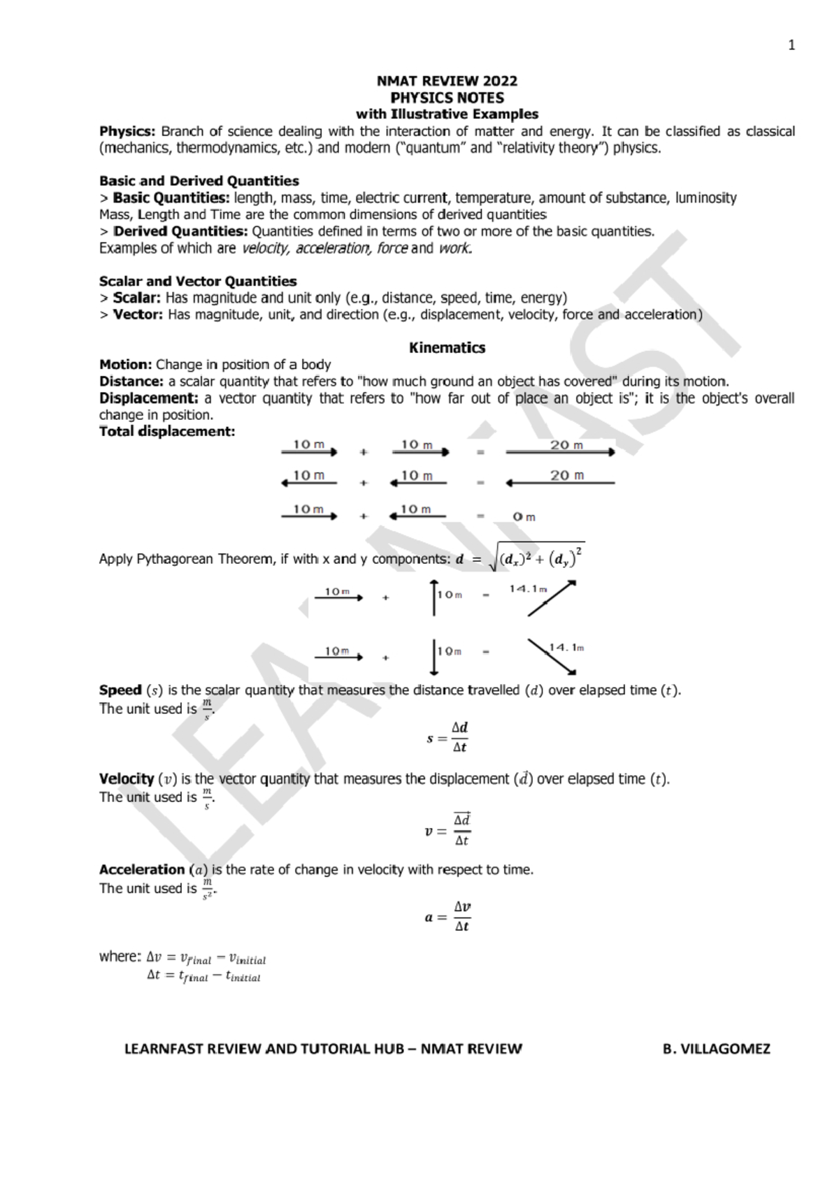 NMAT 2022 Physics Notes: Comprehensive Review with Examples - Studocu