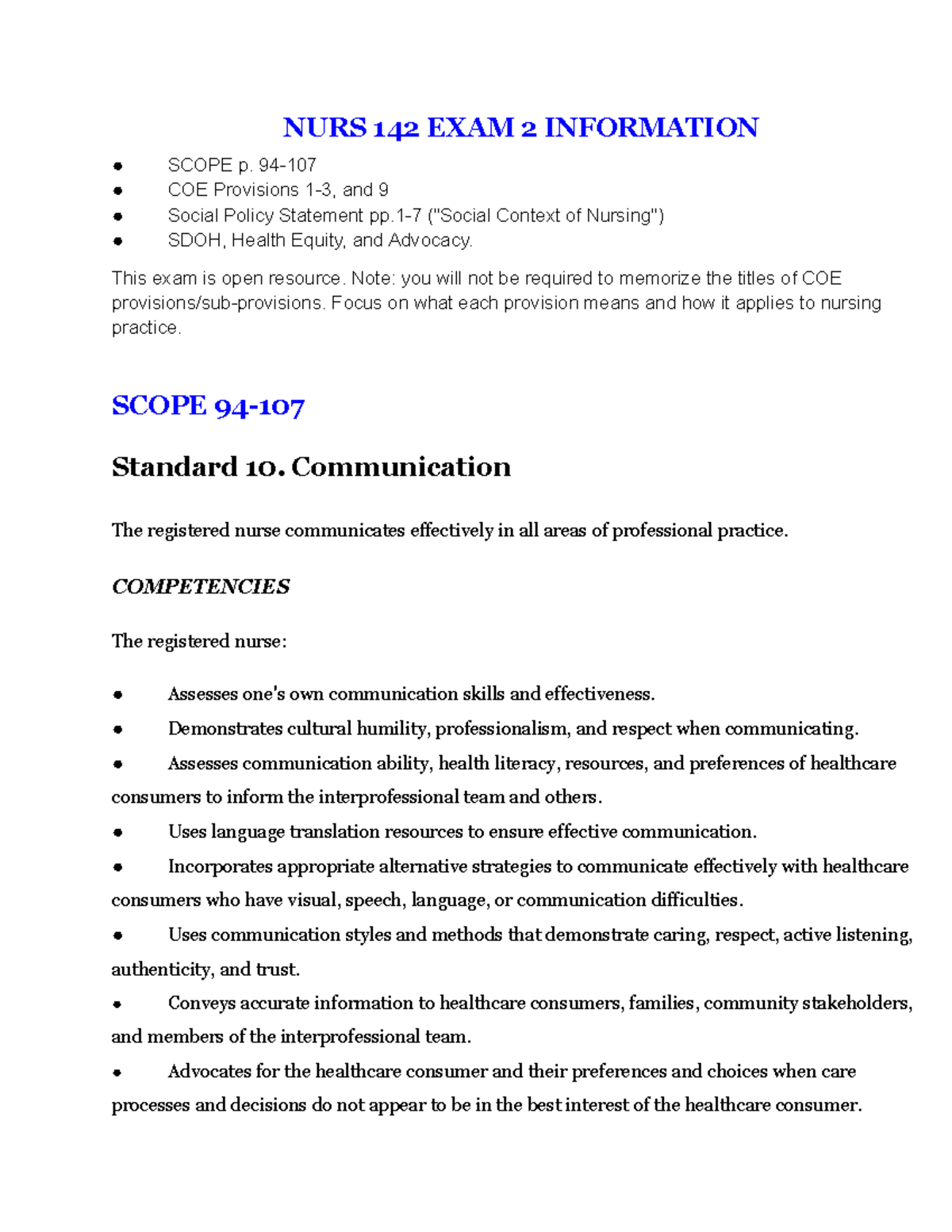 NURS 142 EXAM 2: SDOH, Health Equity, and Advocacy Overview - Studocu