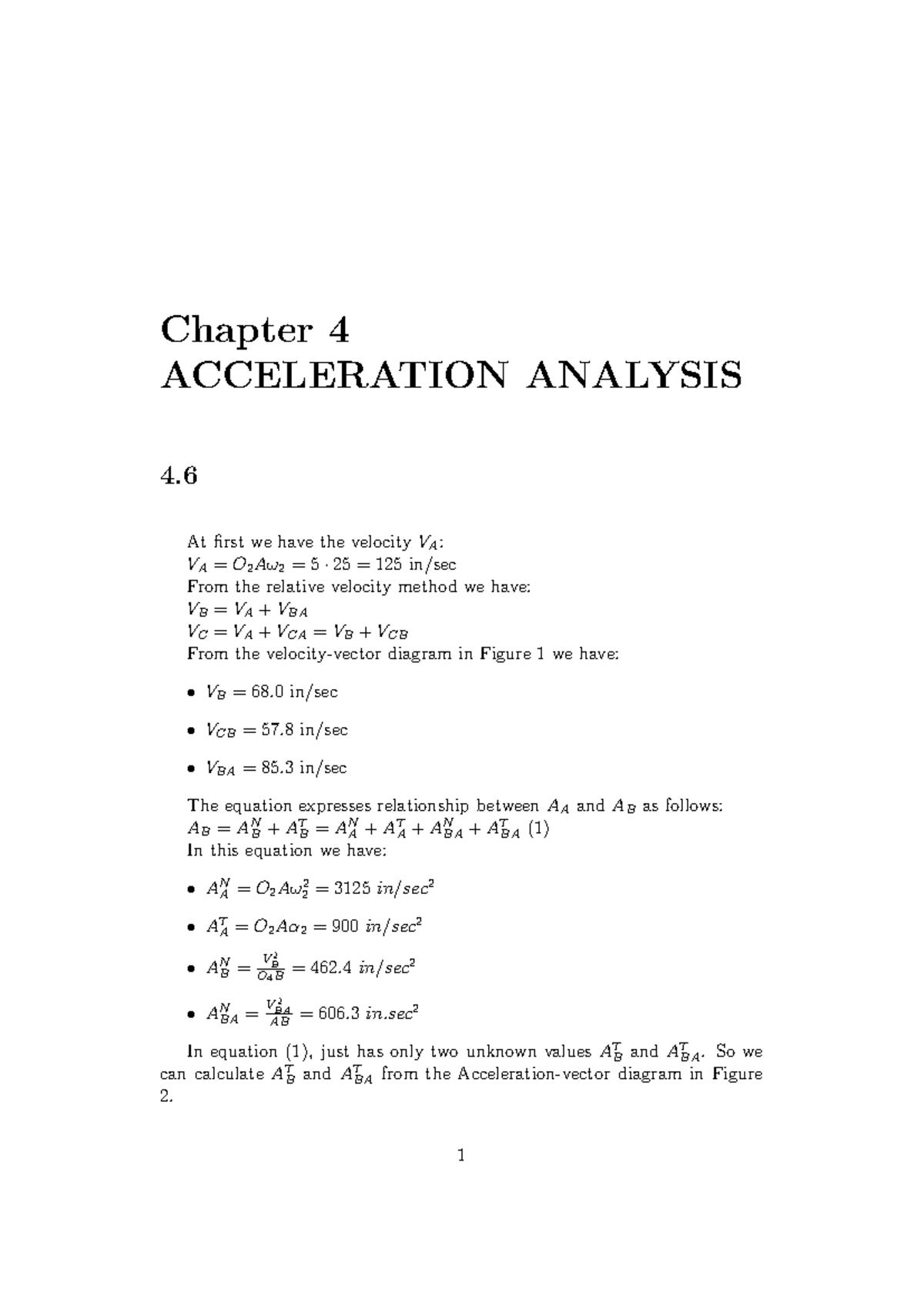 Chapter 4: Acceleration Analysis and Velocity Relationships - Studocu