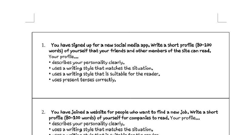 Profile and Story Writing Guidelines for English Class (ENG101) - Studocu