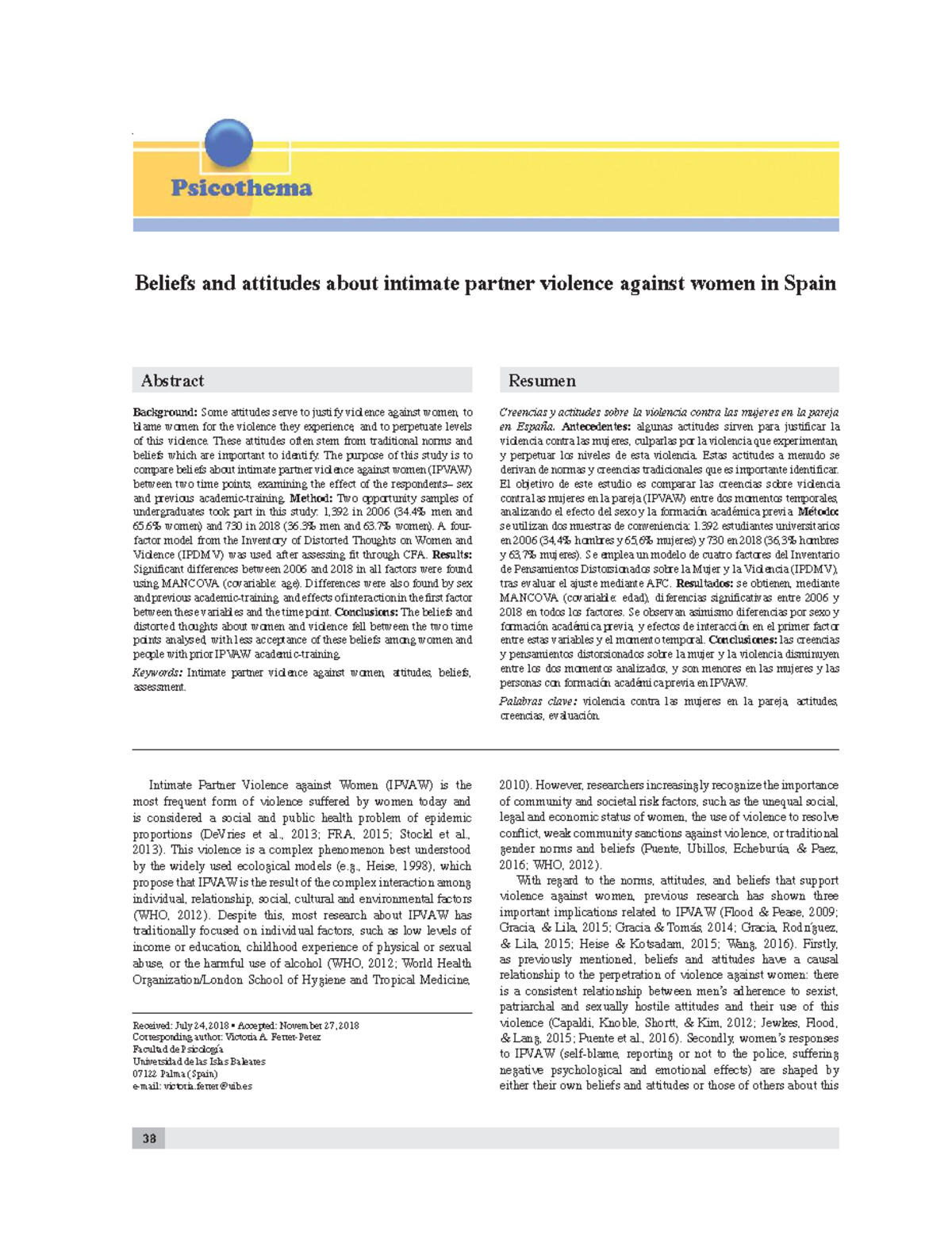 Beliefs and Attitudes on Intimate Partner Violence Against Women in ...