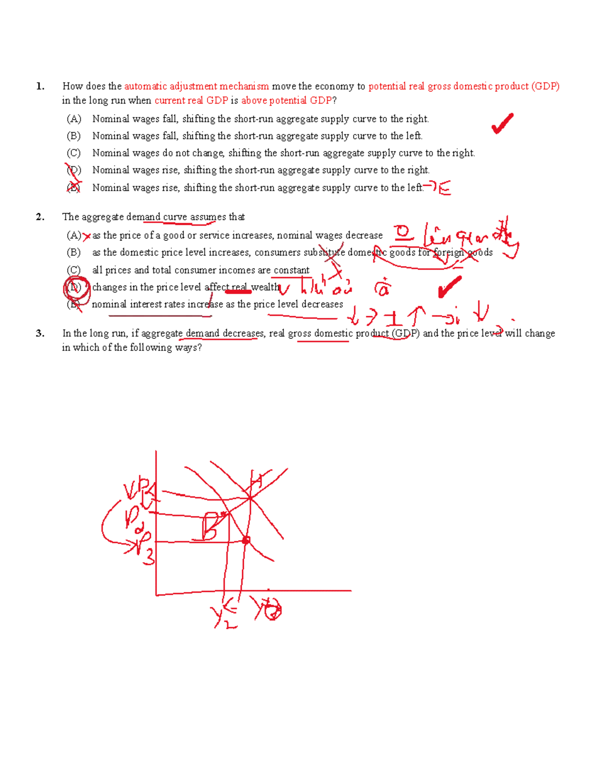 AD-AS Model Quiz: Understanding Economic Equilibrium and Shifts - Studocu
