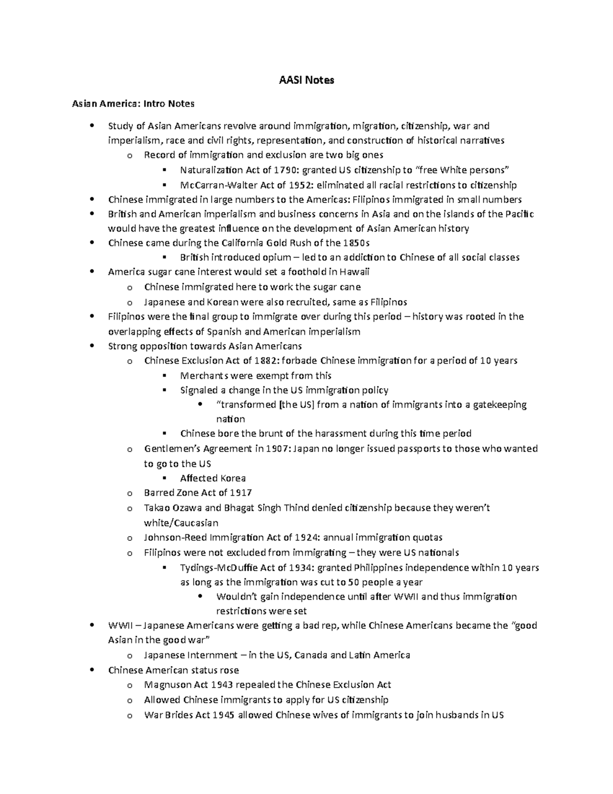 AASI 3578 Notes - AASI Notes Asian America: Intro Notes Study of Asian ...
