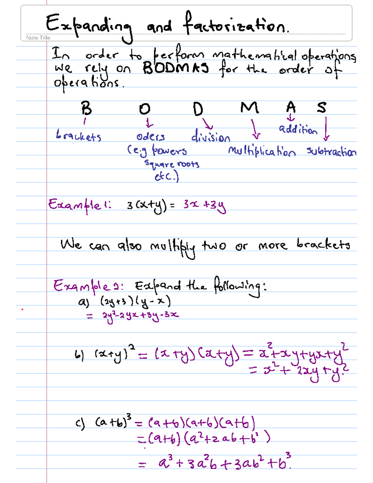 Expanding & Factorization: Quadratic Formula & Binomial Theorem Notes ...