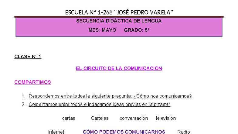Secuencia Didáctica de Lengua y Matemáticas - 5TO Grado - Mayo 2025 ...
