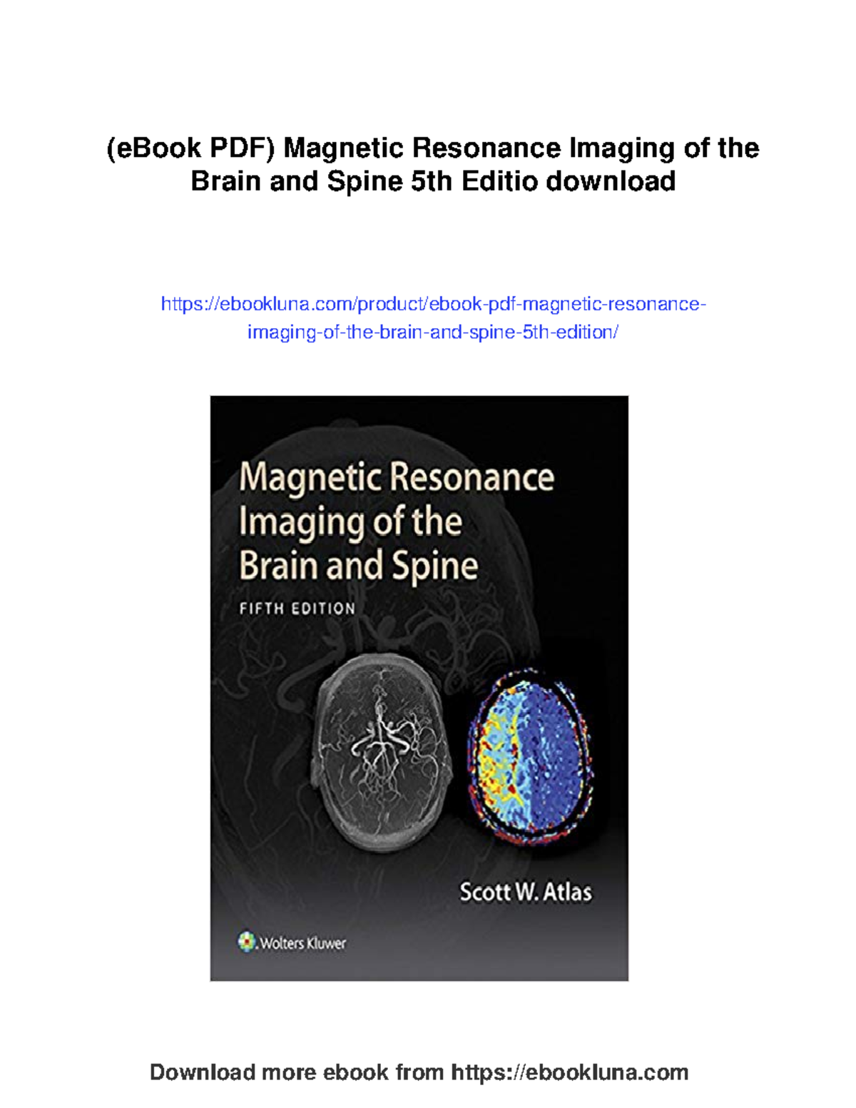 Magnetic resonance imaging of the brain and spine (eBook PDF) - Studocu