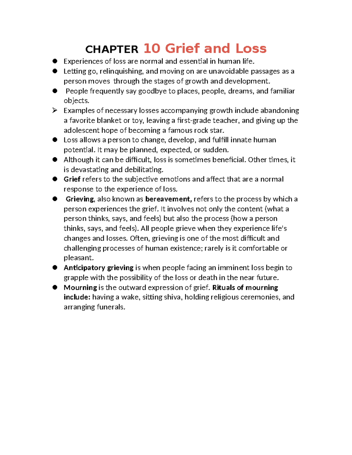CHAPTER 10: Understanding Grief and Loss in Human Development - Studocu