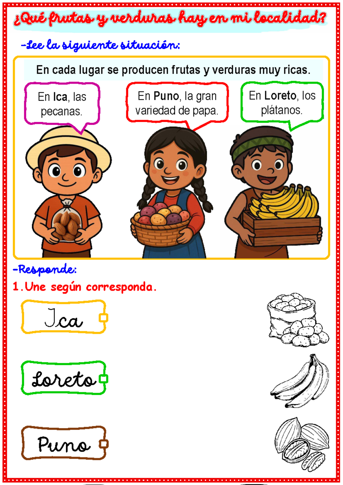 Ficha: Frutas y Verduras en Mi Localidad - Maestra Janet - Document Preview
