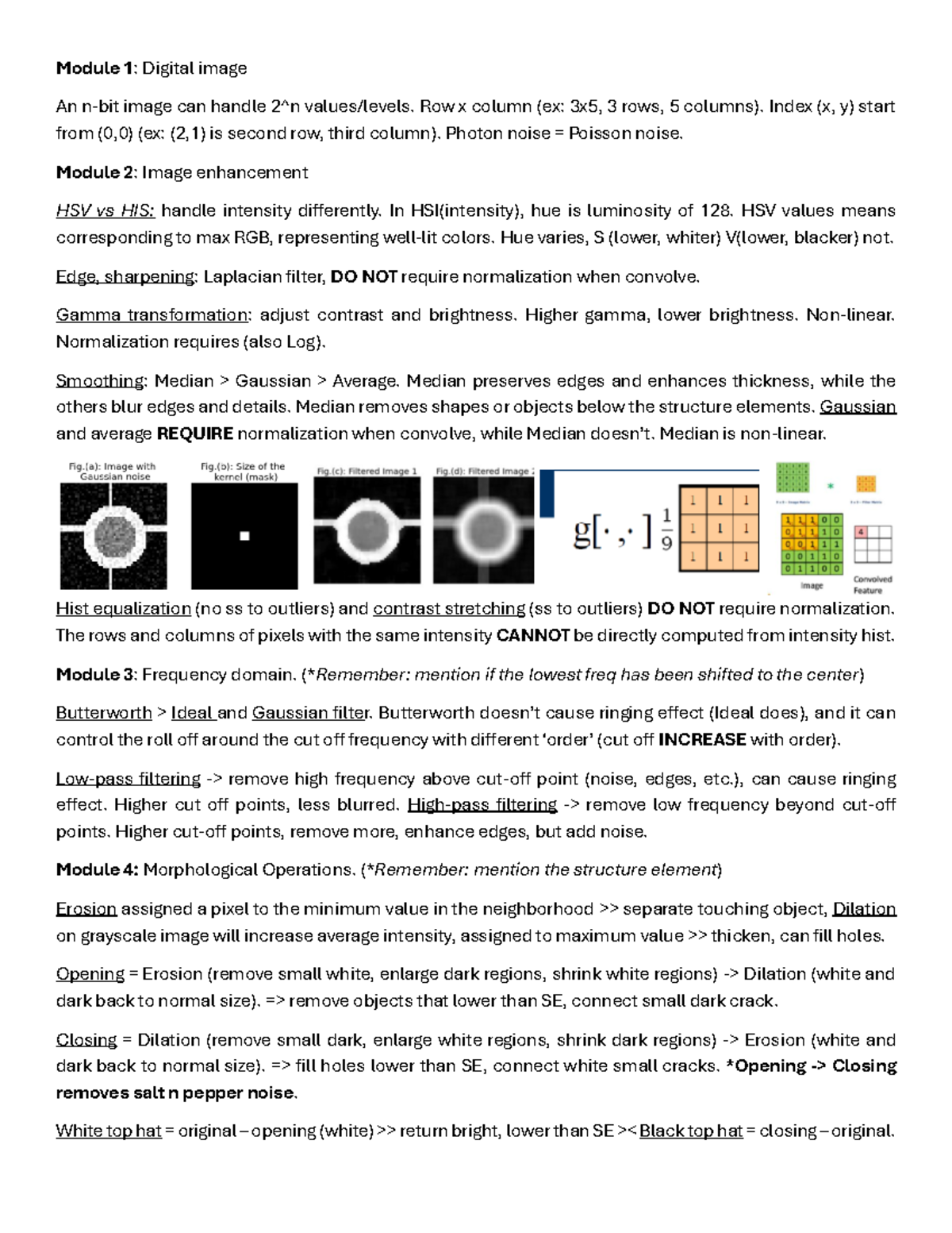 Image Analysis Notes: Key Concepts and Techniques (Module 1-5 ...