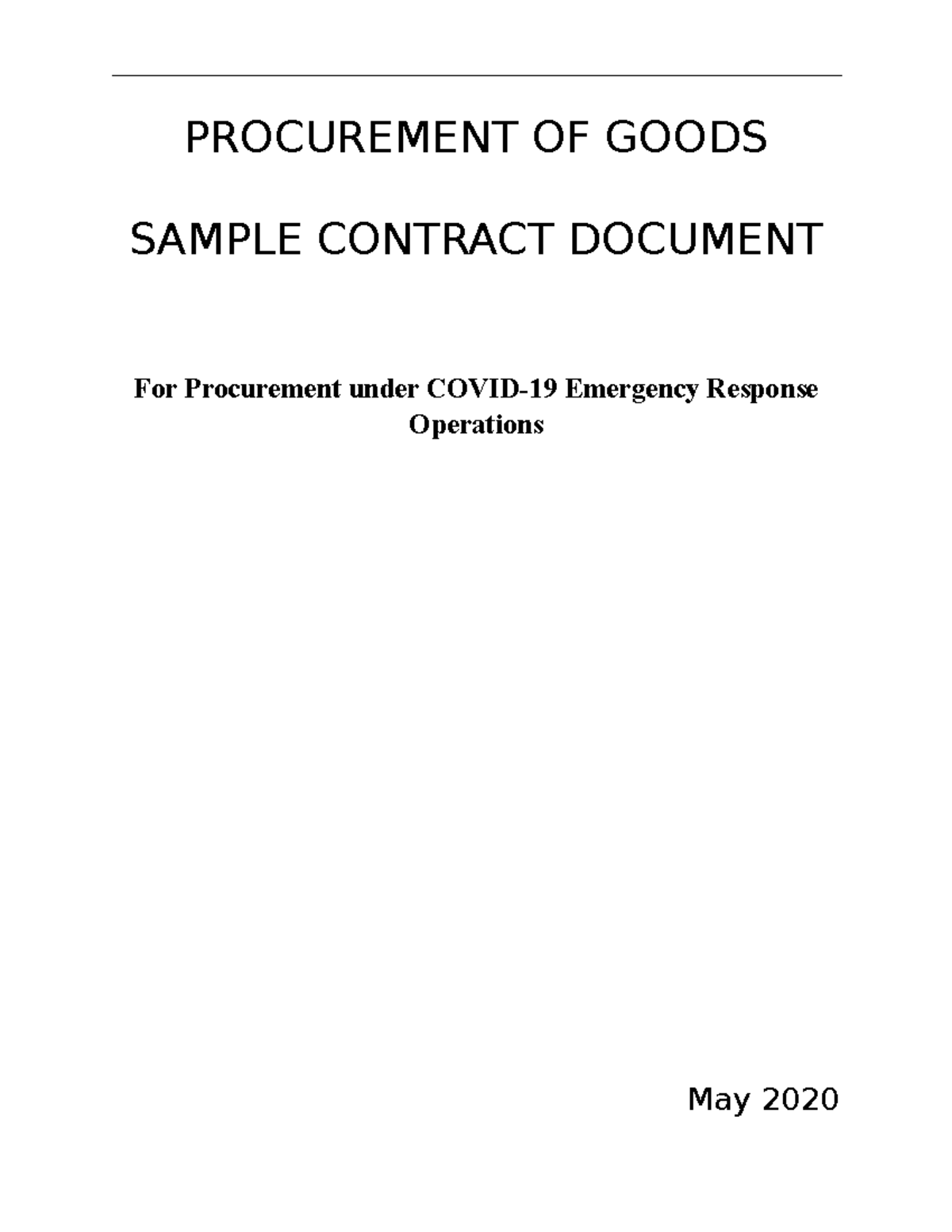 Covidgoods Samplecontract - PROCUREMENT OF GOODS SAMPLE CONTRACT ...