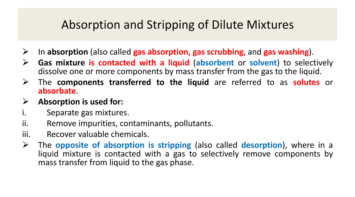 Absorption and Stripping of Gas Mixtures in Chemical Processes - Studocu