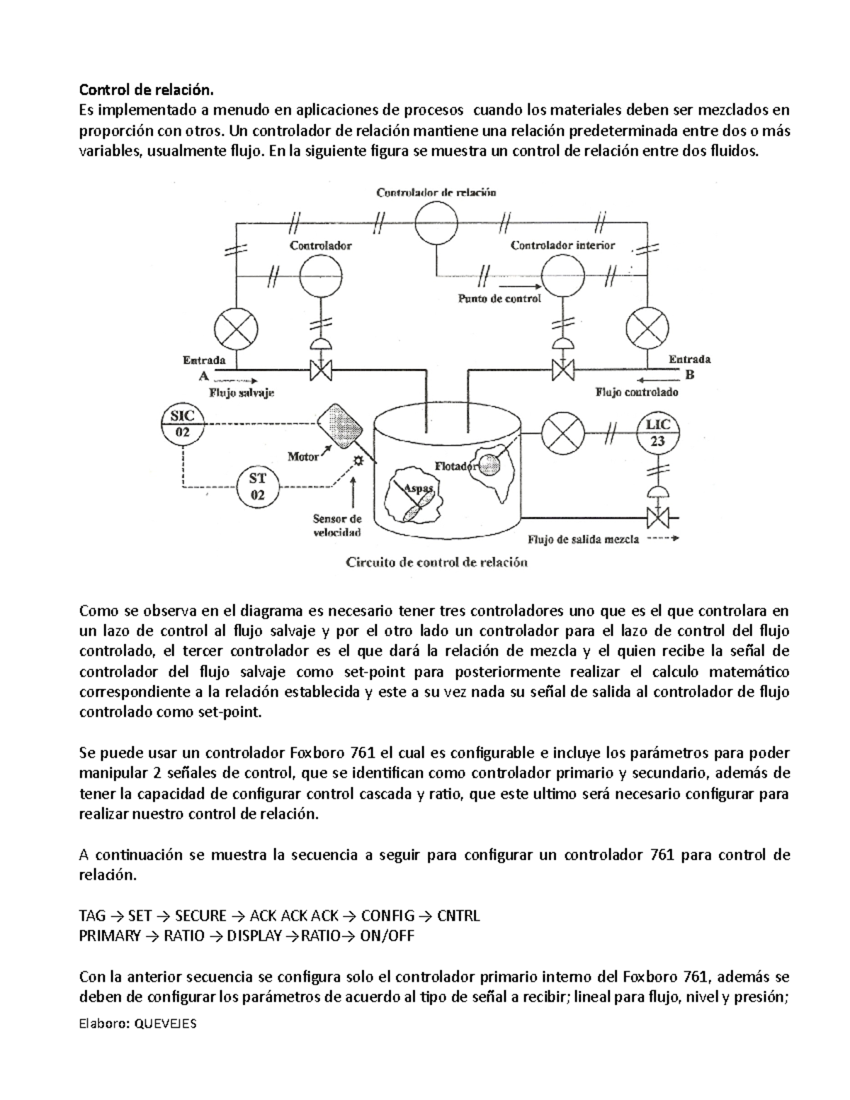 Configuración del Controlador de Relación en el Foxboro 761 - Studocu