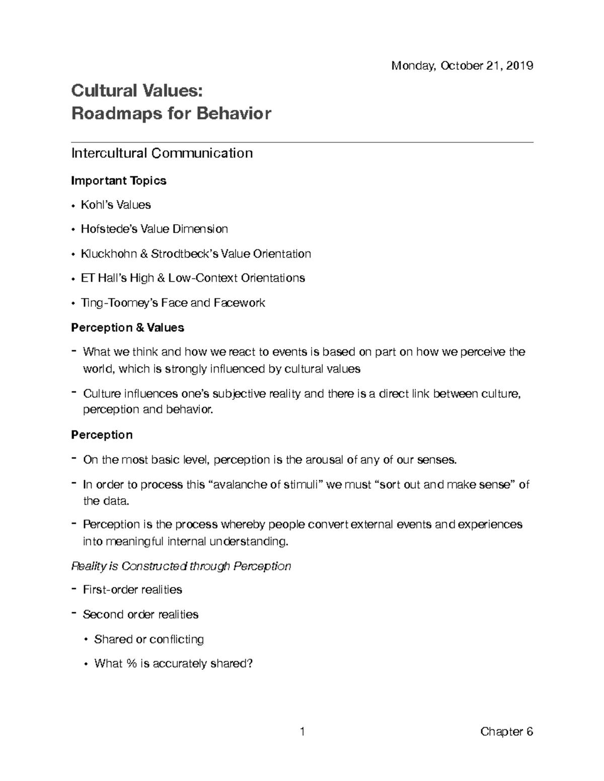Ch 6 Study Notes - Intercultural Communication Insights (CMST 280 ...