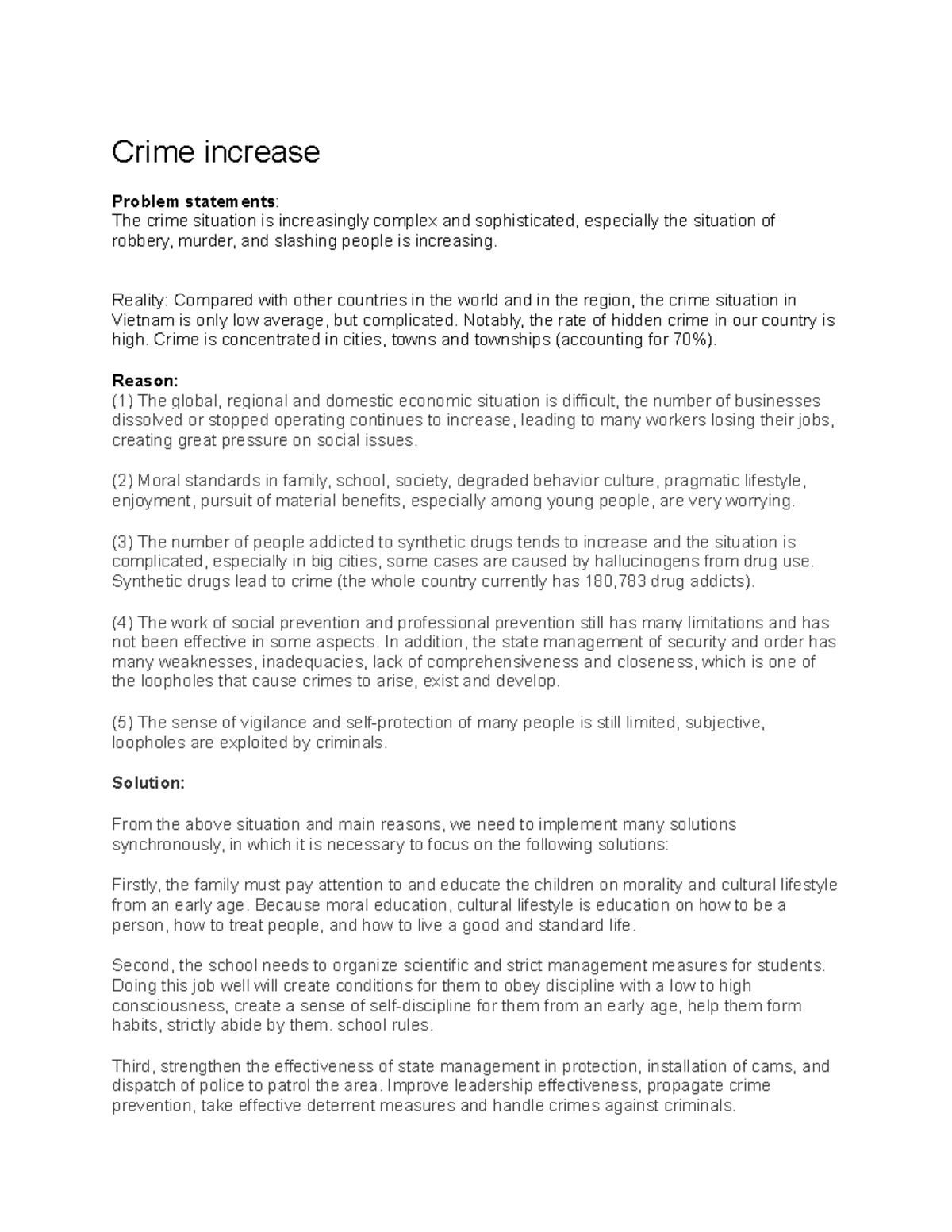 Capstone - Crime increase Problem statements : The crime situation is ...