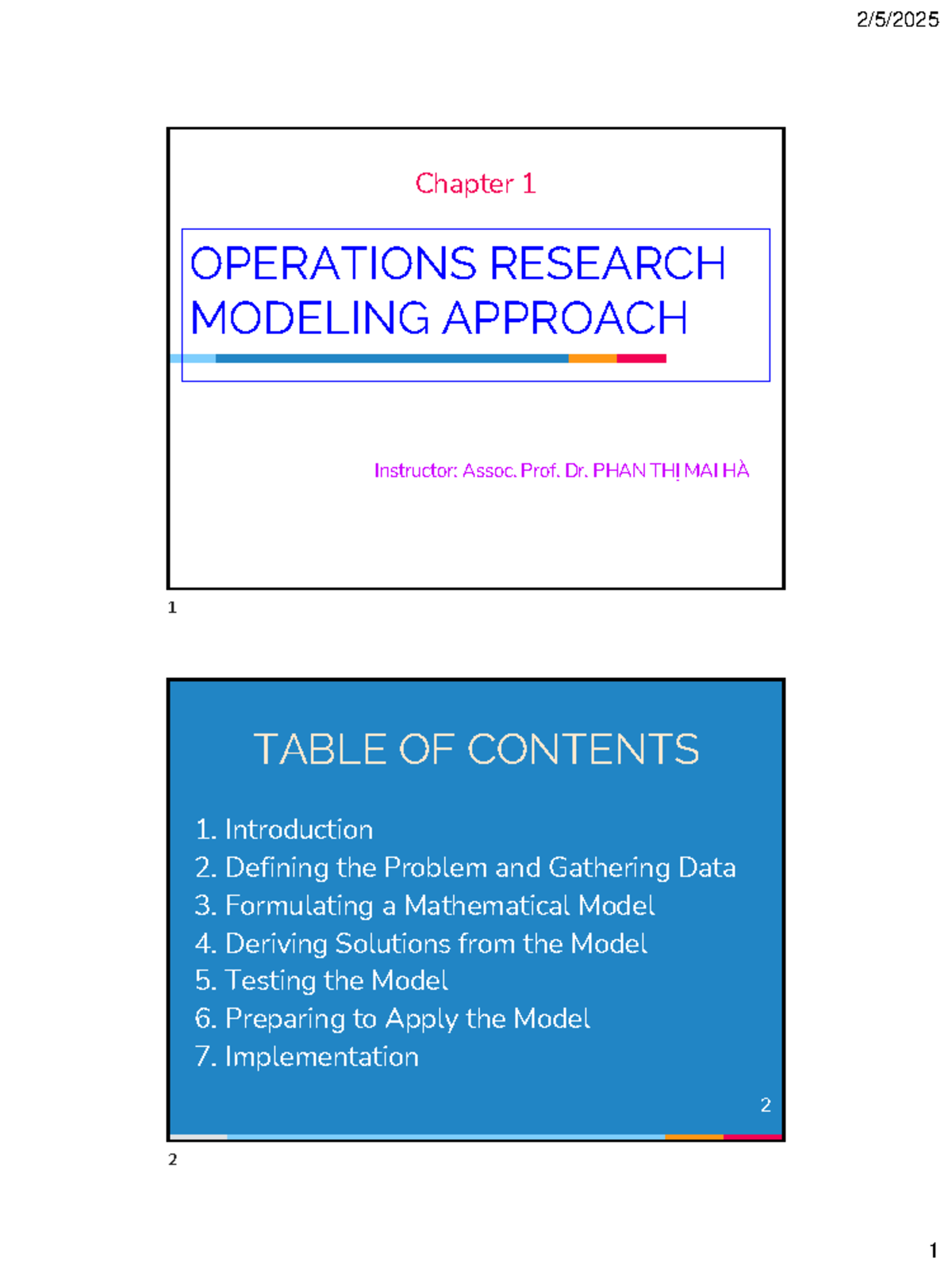 OR C1: Introduction to Operations Research Modeling Approaches - Studocu