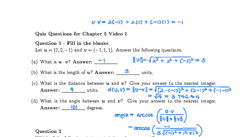 Chapter 5 Video 1 Quiz - Quiz Questions for Chapter 5 Video 1 Question ...