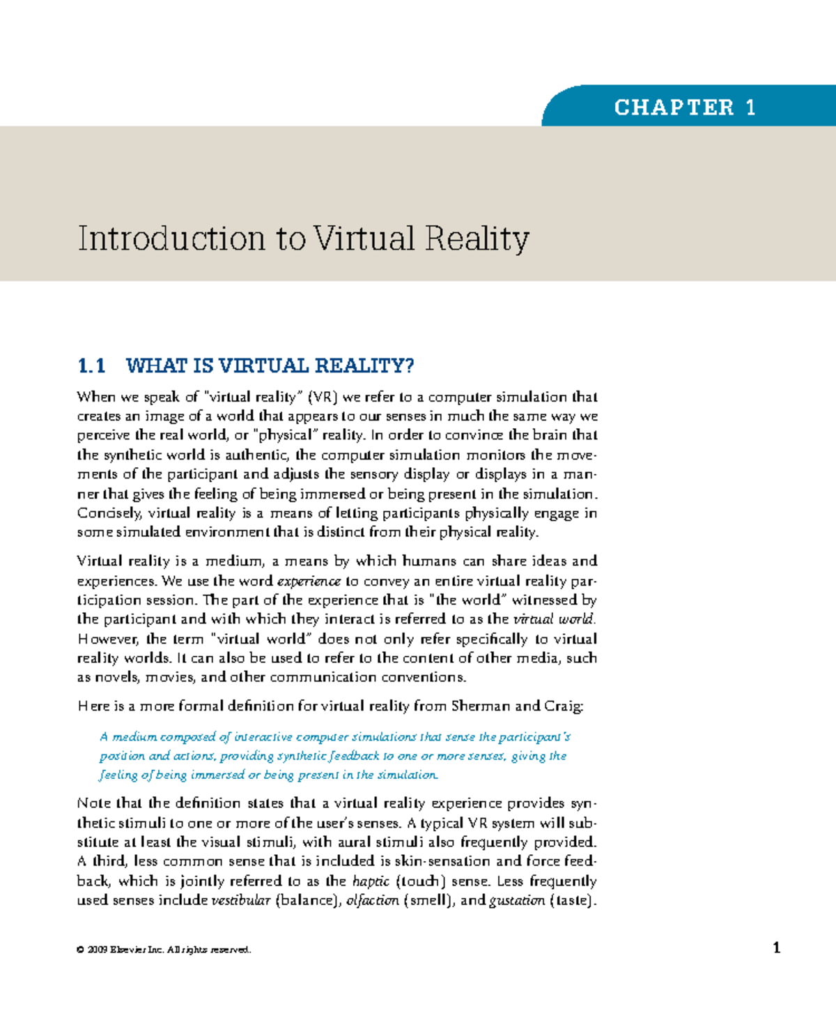 Module 1 - Introduction to Virtual Reality: Concepts and Technologies ...