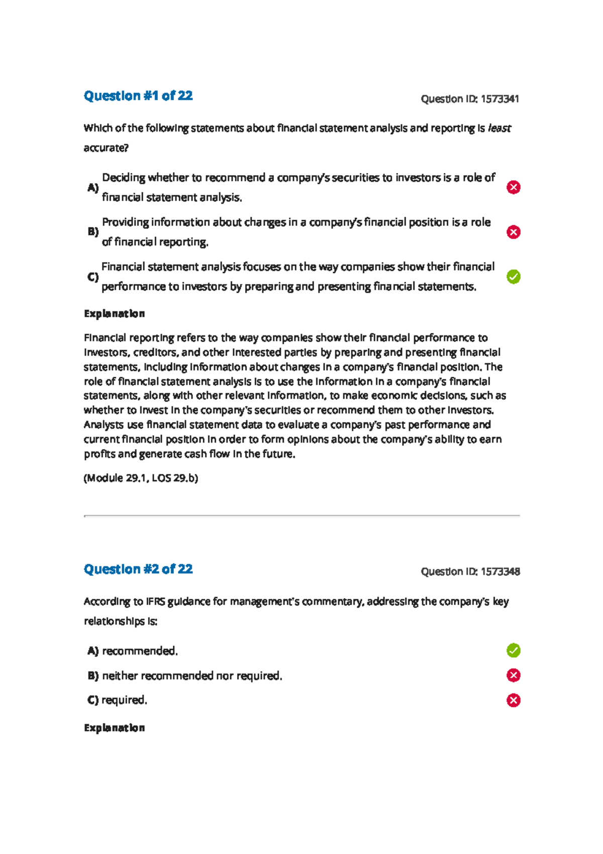 FIN 101 Reading 29: Intro to Financial Statement Analysis Answers - Studocu
