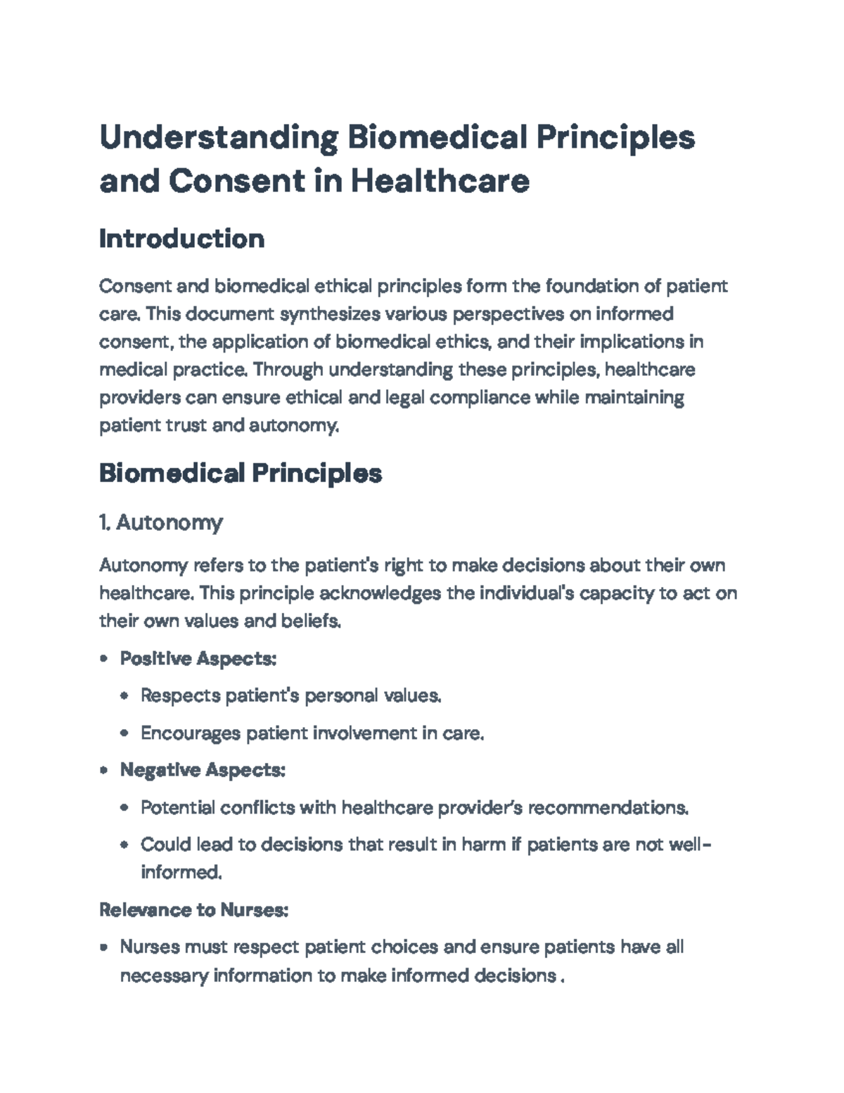 Understanding Biomedical Principles and Ethical Consent in Healthcare ...